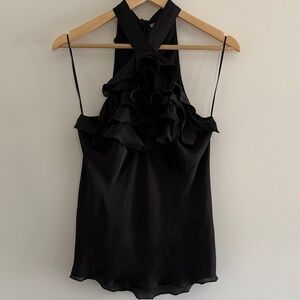 Express Black Ruffle Halter Top